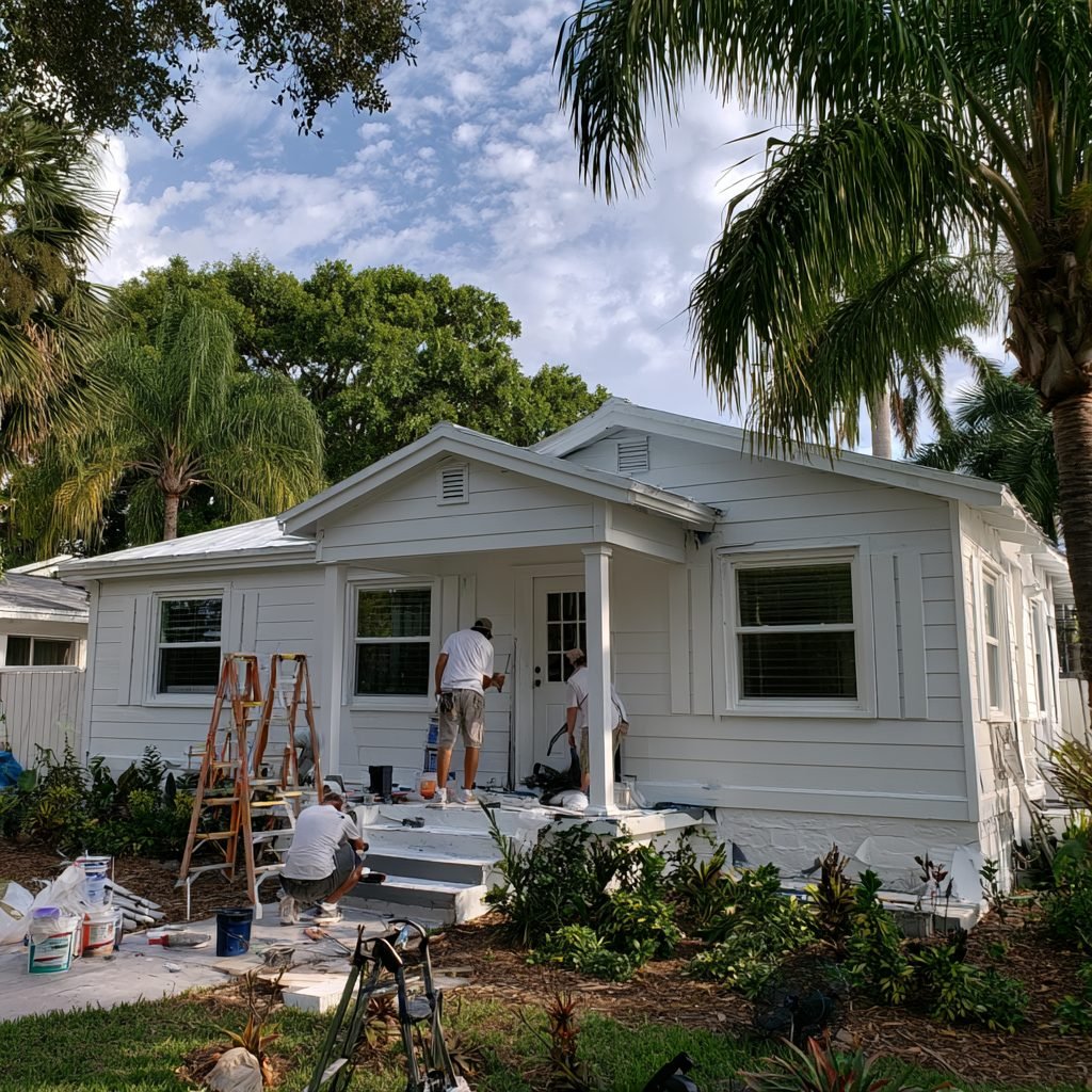 Craftsman home exterior repaint in progress, Winter Haven Florida